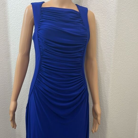 Coast Dress Sz 10 Colbalt Blue Maxi Square Neck Sleeveless Slimming Ruched Front - Picture 6 of 15